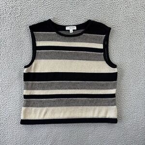St John Sport Santana Knit Tank Top Womens Large Striped Shell Sparkle Glitter